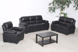 AM010 – Executive Black Air Leather Living Room Set