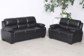 AM011 – Executive Black Air Leather Sofa & Love Seat